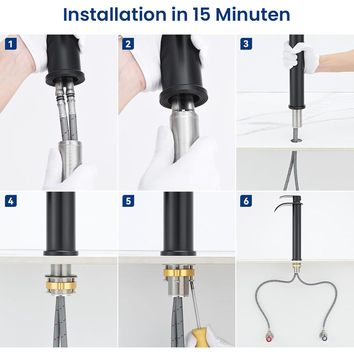 Змішувач для ванної CECIPA Gebürstet, нержавіюча сталь, чорний мат, висота виливу 245 мм | Змішувач для умивальника, для ванної кімнати