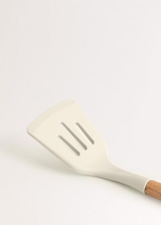 Набір кухонного приладдя 11 предметів, кремово-білий та дерево, силікон та букове дерево, BPA-free, стійкий до тепла до 230°C