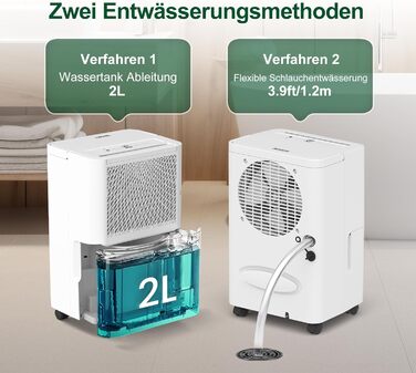 Електричний осушувач повітря PHILODECO 10л/день з режимом сушіння, 2л бак, таймер 24г, автовимкнення, ролики та ручка для підвалу, ванної, спальні