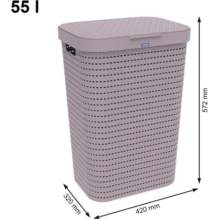 Колектор для білизни об'ємом 55 л з кришкою з ротанга (ліловий, 2 шт.)