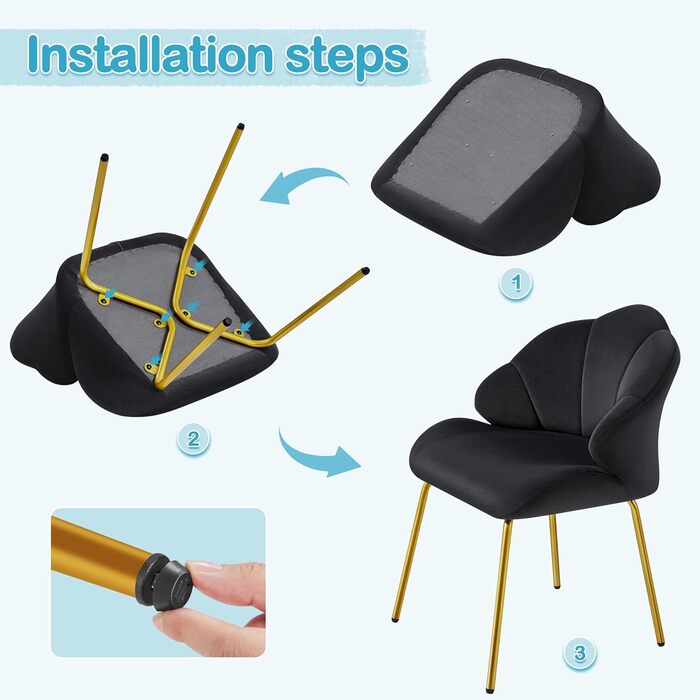 Крісло Yaheetech у формі мушлі, сучасне крісло-вушко, оббивка з поліестеру, для вітальні/туалетного столика/спальні, набір, білий (1), чорний