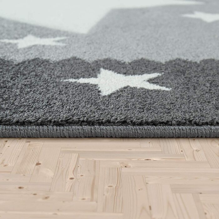 Домашній дитячий килим Paco, Сучасні пастельні тони для дитячої кімнати, милі мотиви, 3D-ефект, Розмір Колір Рожевий (133 см в квадраті, Сірий 1)