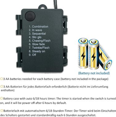 Гірлянда світлодіодна Hopelit 50 LED, 5 м, кольорова, на батарейках, з таймером, 8 режимів, вологостійка, для декору саду, вечірки, ялинки