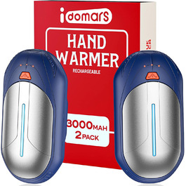 Електричні грілки для рук USB, 2 шт. - багаторазові, 3 режими нагріву, 20 годин роботи, для кемпінгу та відпочинку на природі. Кольори: блакитний