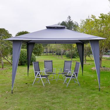Намет для вечірок Outsunny Gazebo з подвійним навісом 3,45x3,45 м Металевий поліестер сірий, водонепроникний і стійкий до ультрафіолетового випромінювання для вечірок у саду