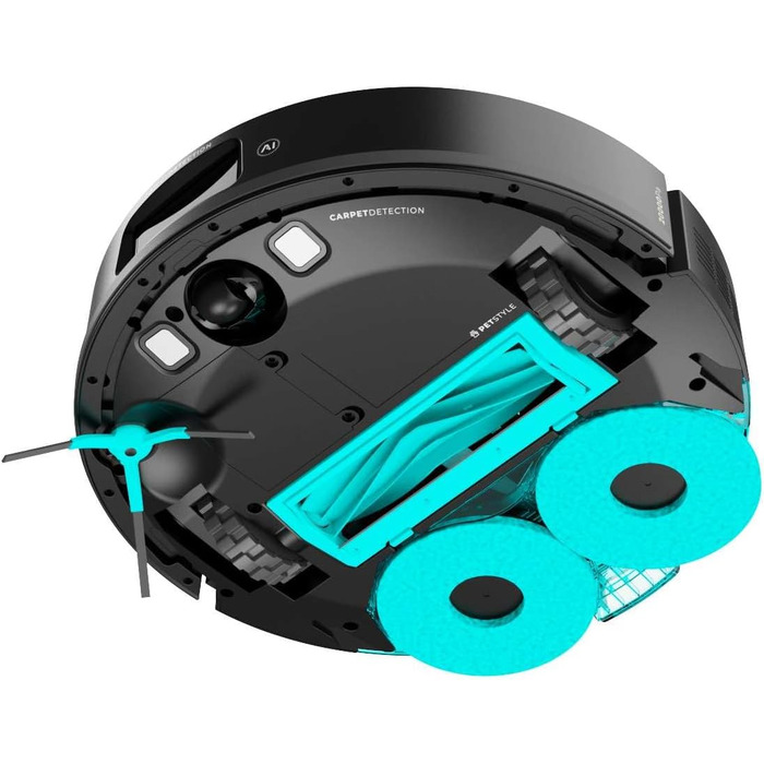 Робот-пилосос та робот-мийник Cecotec Conga M100 X-Treme з AI та керуванням через додаток. Потужність всмоктування 20000Pa, штучний інтелект, силіконова щітка Anti-Tangle, обертові мопи, автономність до 220м²