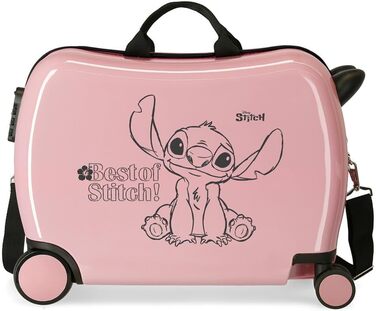 Дитяча валіза Disney Best of Stitch, рожева, 50 х 38 х 20 см, жорстка, ABS, бічна комбінована застібка, 34 л, 1,8 кг, 2 колеса, багаж, ручний, рожевий, Talla nica, дитяча валіза