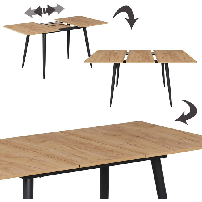 Розкладний стіл Vicco Esstisch Beaver, 80x70 см, золото-дубовий/чорний, 120-160x75x80 см