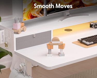 Електричний письмовий стіл WALKINGDESK з регулюванням висоти, 2 шухлядами, ергономічний сидячи-стоячи, для домашнього офісу, з полицею, гачком, DIY-панеллю, 122x61 см, білий