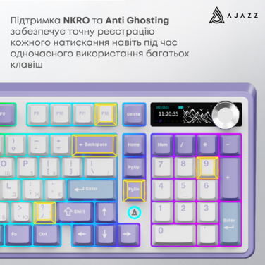 Бездротова механічна клавіатура Ajazz AK980 V2 Gift Switch V2 Purple White Blue (AK980-V2-G-PWB)