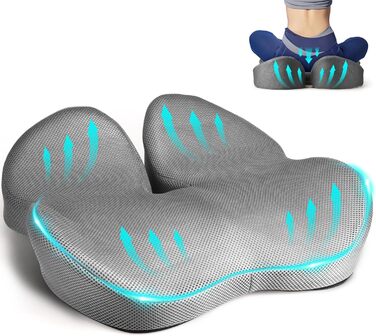 Подушка для сидіння Fwiull з Memory Foam: для авто, софи, офісу. Зняття тиску, ергономічна підтримка (Світло-сіра)