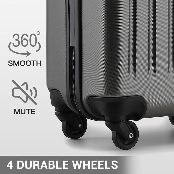 Чохол-валіза KONO, 55 см, сірий, 20 дюймів, валіза на коліщатках, ручна поклажа