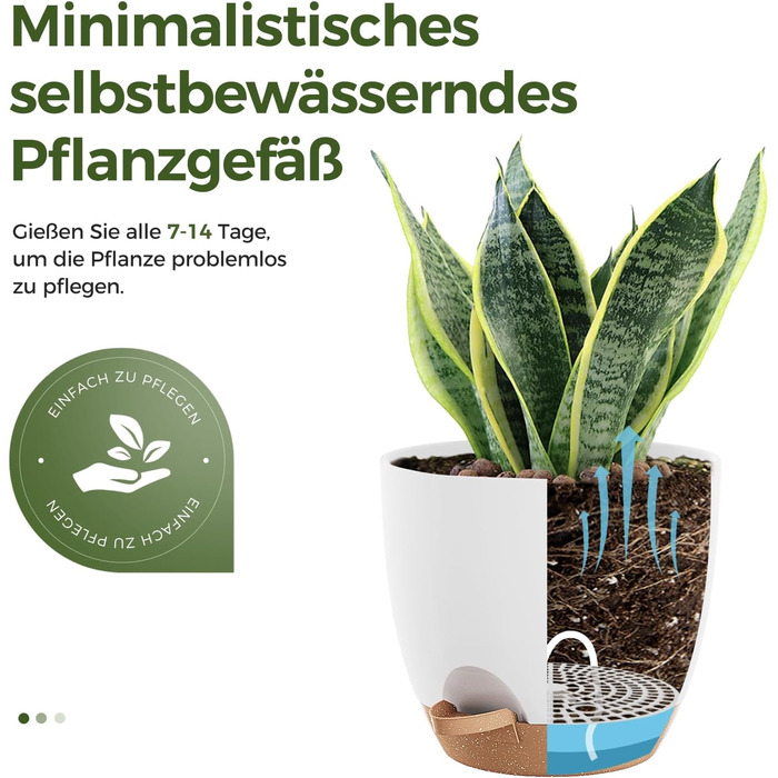 Набір горщиків для квітів Bamworld 6 шт. з автополивом, 12.7-20.3 см, з підставкою, для кімнатних рослин та розсади (білий)