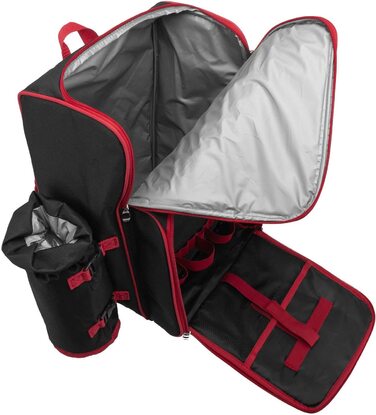 Рюкзак для пікніка Andora на 4 особи з інтегрованою сумкою-холодильником, зелений, з аксесуарами (чорно-білий у горошок)