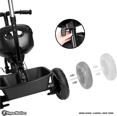 Триколісний велосипед дитячий Tobi Vector з ручкою для батьків, ременями безпеки, зручним сидінням, широкими колесами, чорний