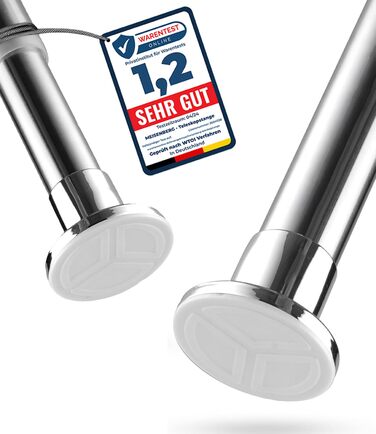 Штанга для душу без свердління 160-210 см, срібна, Ø 25 мм, телескопічна, з кріпленнями. Підходить для ванної, душової кабіни та перегородки. Нержавіюча сталь.