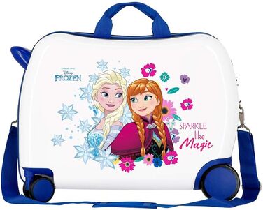 Дитяча валіза Disney Frozen Льодяна королева Sparkle Like Magic Дитяча валіза різнокольорова 50x38x20 см тверда оболонка ABS комбінований замок 2.3 кг 4 колеса ручна поклажа, синя / різнокольорова дитяча валіза
