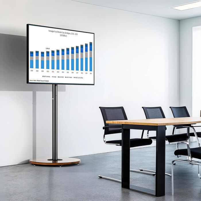 Підставка для телевізора Unho з регульованою висотою та коліщатками, для екранів 40-75 дюймів, VESA 600x400 мм (чорний)