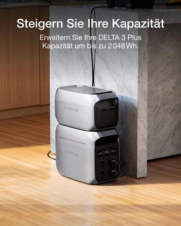 Портативна електростанція EcoFlow DELTA 3 Plus+EB: 1024 Wh, LiFePO4, 1800W (3600W пік), сонячний генератор для резервного живлення та кемпінгу