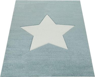Дитячий килимок Paco Home Дитяча кімната для хлопчиків Modern Big Star в пастельно-блакитному білому кольорі, розмір 120x170 см, 10-44-17-154 120 x 170 см Синій