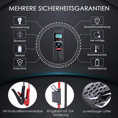 Зарядний пристрій для акумулятора LEICESTERCN 12V/24V - автоматичний, 5/10/25A, LCD, для авто, мото, 6V/12V