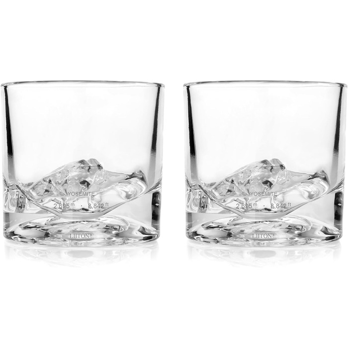 Набір склянок для віскі LIITON American Peaks Kristall, 4 шт., 300 мл, місткі, для заморожування, ідеальний подарунок для чоловіків