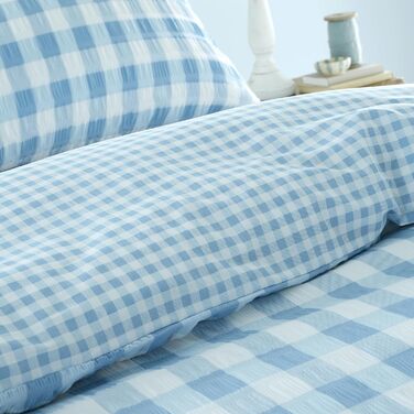 Набір постільної білизни Catherine Lansfield Seersucker King Size Gingham Check, синій