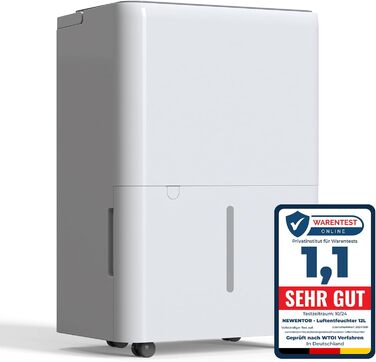 Електричний осушувач повітря Newentor 12L для підвалу, 35dB, з гофрованим шлангом 1м, для приміщень до 25м², 10 років гарантії, фільтр, таймер, 12л/день