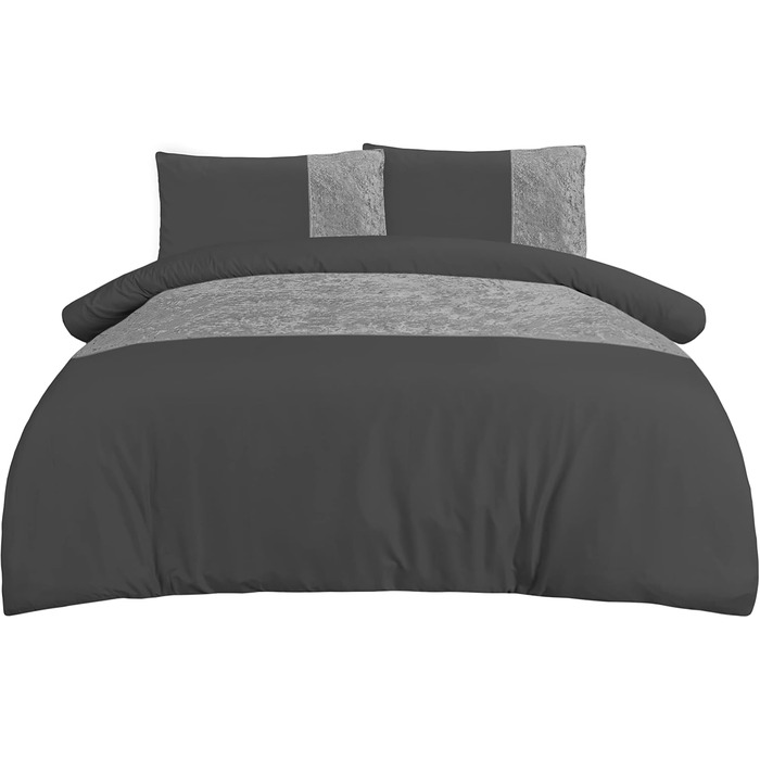 Комплект постільної білизни Sleepdown Velvet Super King, Антрацит, 260x230 см з наволочками