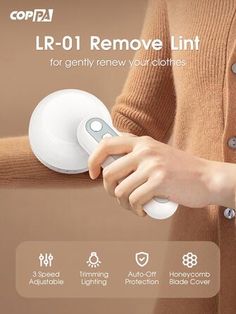 Електричний видальник ворсу 6-лезовий, перезаряджається, з індикатором заряду, для одягу, білий