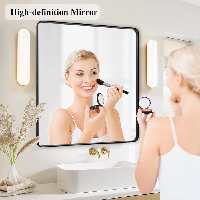 Дзеркало для ванної кімнати Fabuday, 61 x 76,2 см, без рами, для ванної, спальні, туалету, у стилі кантрі (Чорний)