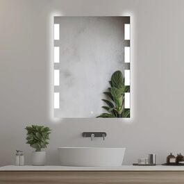 Дзеркало для ванної кімнати 50x70 см з підсвічуванням LED, сенсорний вимикач, бічне підсвічування
