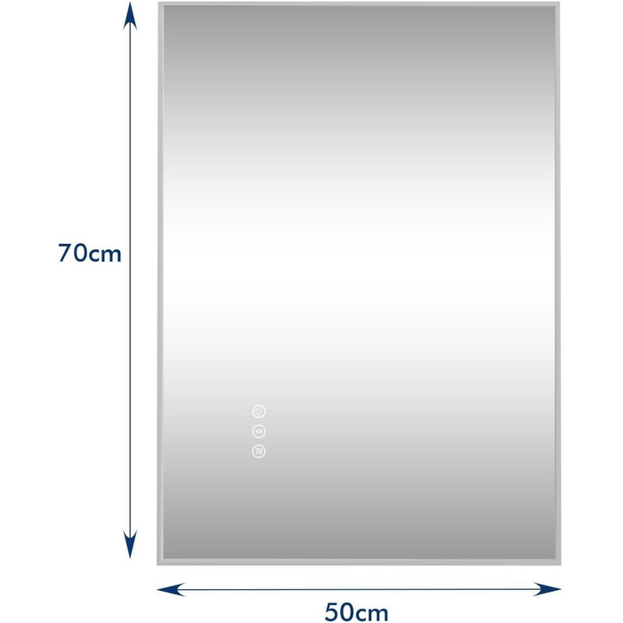 LED дзеркало для ванної кімнати 60x80 см з підсвічуванням, сенсорне, регулювання яскравості, 3 кольори світла, проти запотівання, водонепроникне IP44, горизонтальне/вертикальне