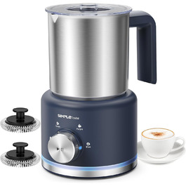 Електричний спінювач молока SIMPLETASTE 4-в-1: гарячий та холодний пінок, нагрів молока, какао, антипригарне покриття, автовимкнення, тиха робота, BPA-free, для капучіно та лате, темно-синій (безпечно мити в посудомийній машині та з запасним вінчиком)