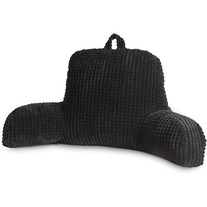 Лежак для читання Lesekissen, великий, для дорослих та дітей, з підлокітниками, підтримка спини для відпочинку та сну, вафельний малюнок, стереоскопічний дизайн, чорний, великий