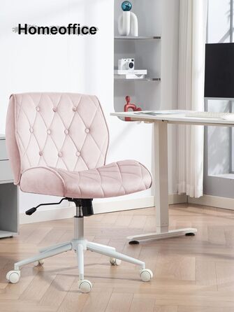 Крісло для дому та офісу Symino з функцією гойдання, крісло для макіяжу та письма, обшите штучною замшею, регульоване по висоті, 360° обертання, ергономічне, до 150 кг, велике, рожеві кнопки