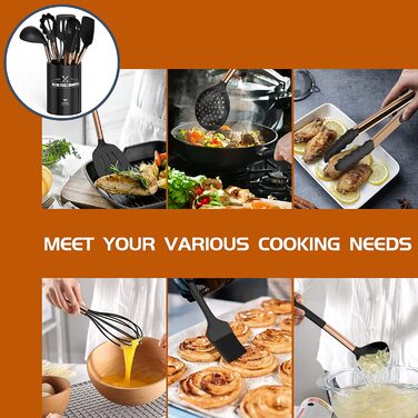 Набір кухонних аксесуарів Umite Chef 15 предметів, силікон, антипригарне покриття, червоно-золота ручка