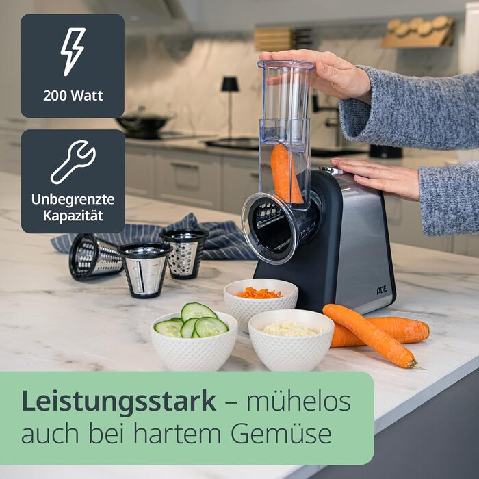 Електричний овочевий слайсер | Тертка для овочів та фруктів | Набір з 4 лезами | Модель для сиру | Потужність 200-500 Вт