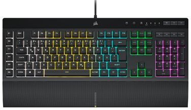 Клавіатура Corsair K55 RGB PRO, провідна, мембранна, QWERTZ DE, чорна, IP42, 6 макро-клавіші, сумісна з iCUE, для PC, Mac, Xbox