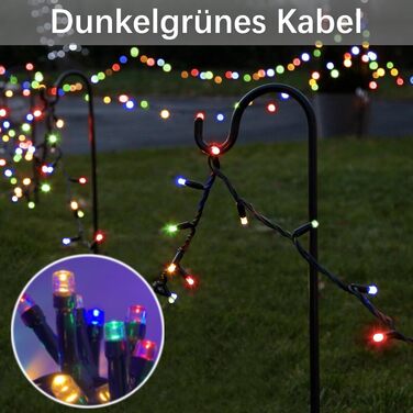 Ланцюжок прикрас Hopelit з 50 LED, 5 метрів: святкова гірлянда на батарейках з таймером, 8 режимів, для декору саду, вечірки, ялинки (водостійка, кольорова)