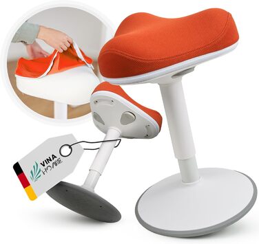 Офісний стілець SH-01 Zip з знімним чохлом | Ергономічний стілець-пуф | З сертифікатом IGR | Для роботи та відпочинку | З ефектом гойдання | Регульована висота 58-83 см (Чохол, Оранжевий)