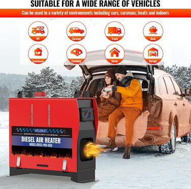 8kW Дизельний Обігрівач з Пультом та LCD-Екраном для Автомобіля, RV, Човна, Вантажівки, 12V