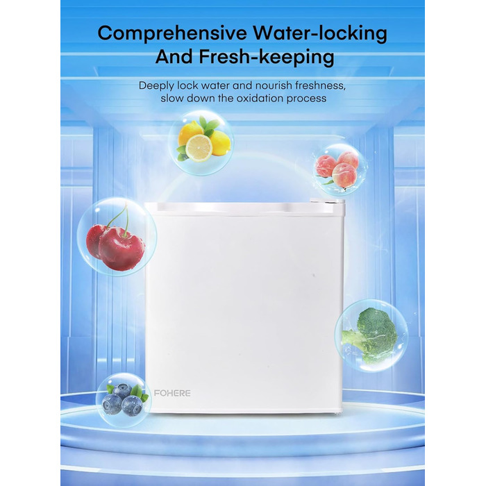 Міні-холодильник E 46L з морозильною камерою, енергоощадний, регулювання температури, білий