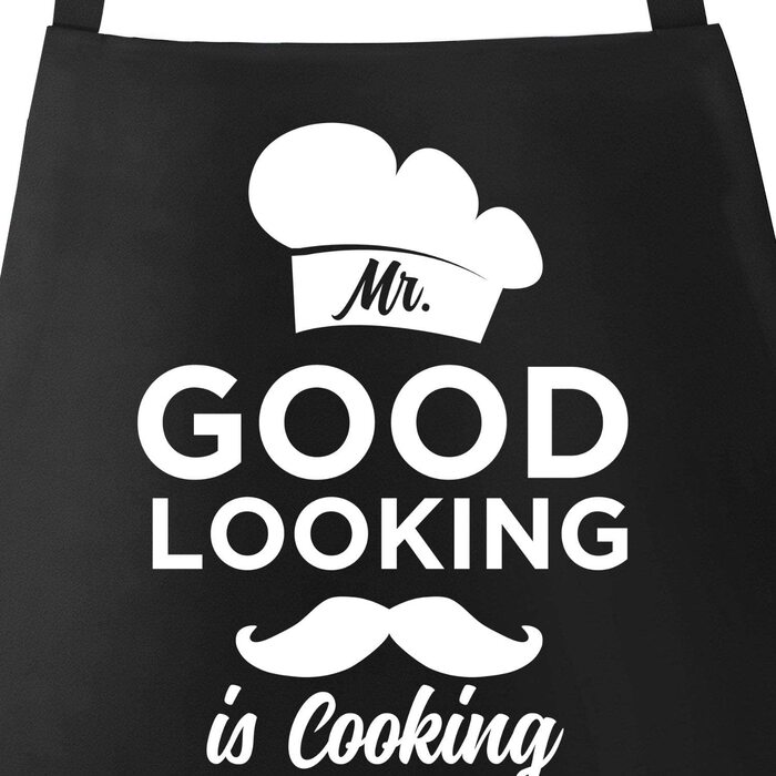 Чоловічий фартух MoonWorks з написом "Mr Good Looking is Cooking"