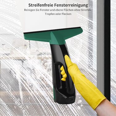 Віконний пилосос, Віконний пилосос для води 200 мл, Акумуляторний віконний пилосос, Сильне всмоктування, Лезо 280 мм, Електричний набір засобів для миття вікон, Акумуляторний мийник вікон Зелений