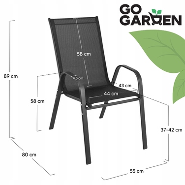 Комплект садових меблів Go Garden, метал, чорний, 7 предметів