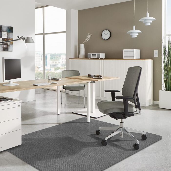 Килимок під офісний стілець 140x90 см | Захист для підлоги | Килимок від подряпин | Для ламінату, паркету та твердих підлог (Темно-сірий)