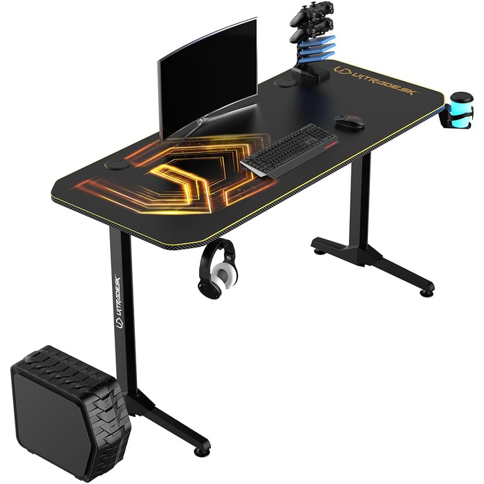 Ігровий стіл ULTRADESK FRAG V3 LED RGB - вміщує 2 монітори - сталева конструкція - 150x60 чорний