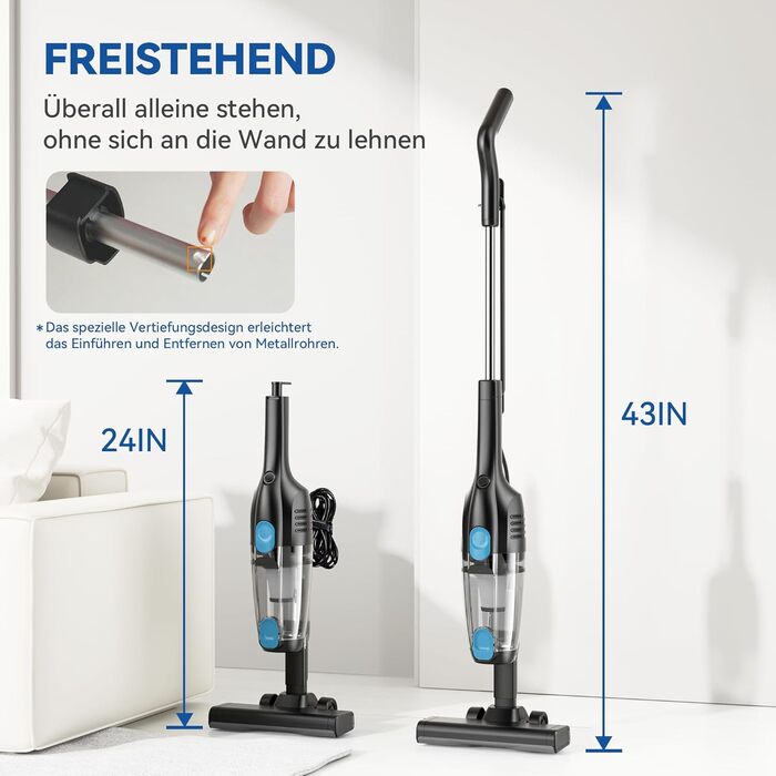 Пилголом Stick, кабель, ручний 20Kpa 600W, 3 в 1, без мішка, 5м, для тварин, килимів, твердих підлог