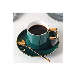 Чашки JIUJ, чашки з тарілкою, базові чашки для чаю, кава, капучино для 1 людини, Європейський керамічний Золотий Континентальний кубок S